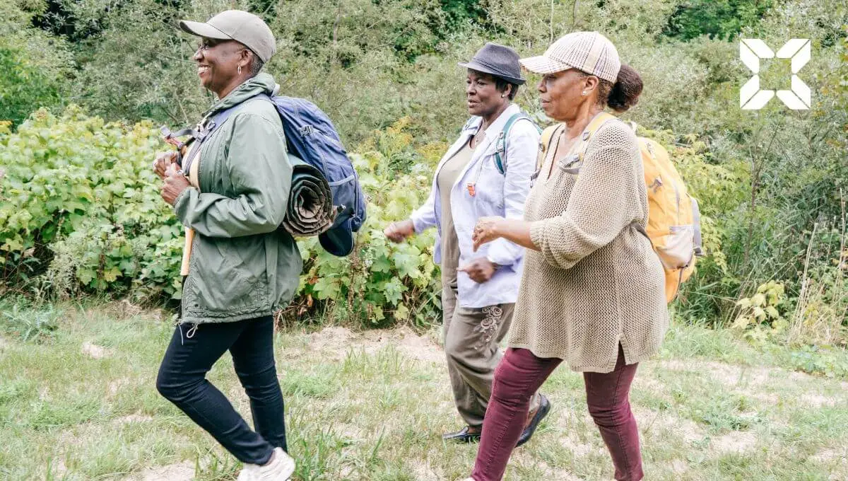 Image of older women going for camping activities
