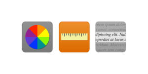 Image shows a colour picker button on the left, ruler button in the centre and screen mask button on the right. 